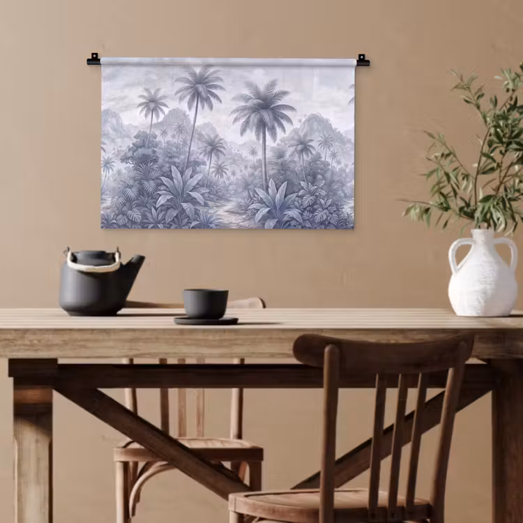 Natuur - Boom - Tropisch - Landschap - Blauw Wandkleed katoen klein -sfeer6