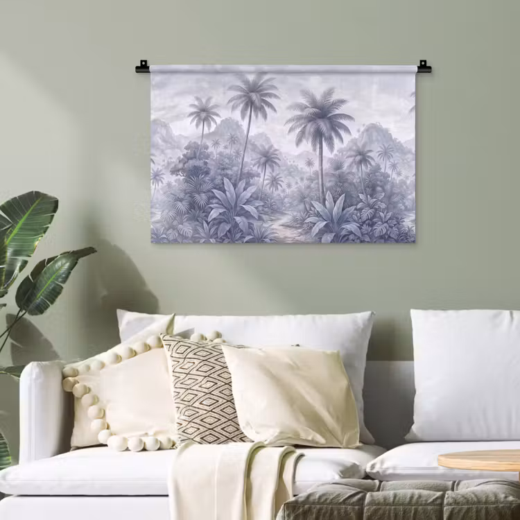 Natuur - Boom - Tropisch - Landschap - Blauw Wandkleed katoen klein -sfeer7