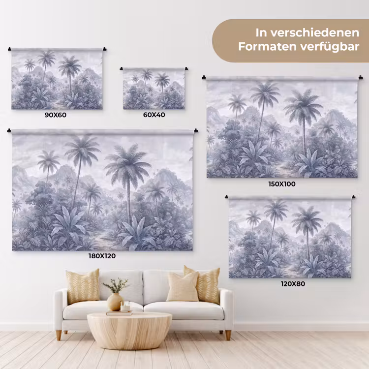 Natuur - Boom - Tropisch - Landschap - Blauw Wandkleed katoen klein -tsfeer8_DE