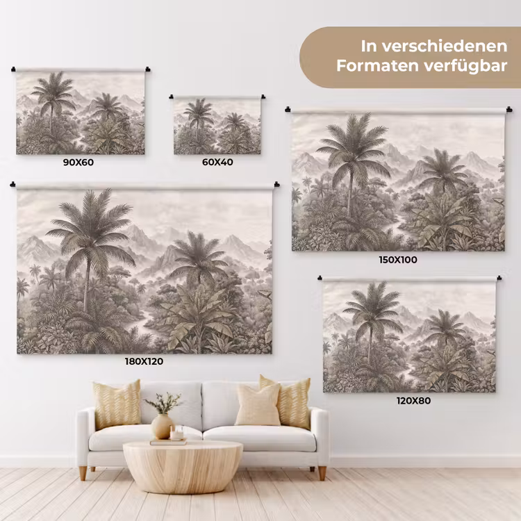 Natuur - Bergen - Rivier - Tropisch - Vintage Wandkleed katoen klein -tsfeer8_DE