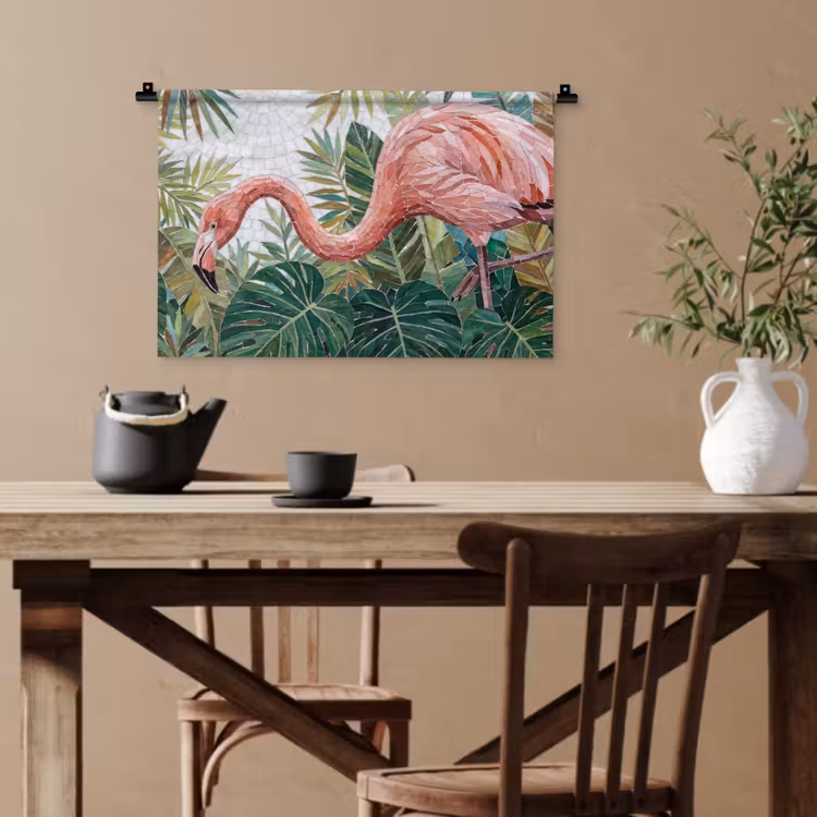 Natuur - Bladeren - Abstract - Groen - Vogel Wandkleed katoen klein -sfeer6