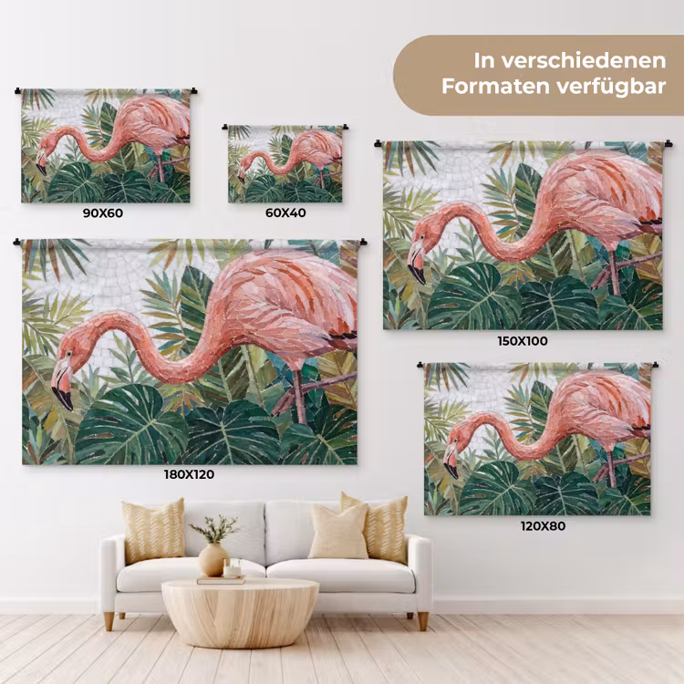 Natuur - Bladeren - Abstract - Groen - Vogel Wandkleed katoen klein -tsfeer8_DE