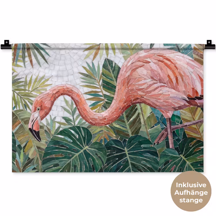 Natuur - Bladeren - Abstract - Groen - Vogel Wandkleed katoen klein -t3d_DE