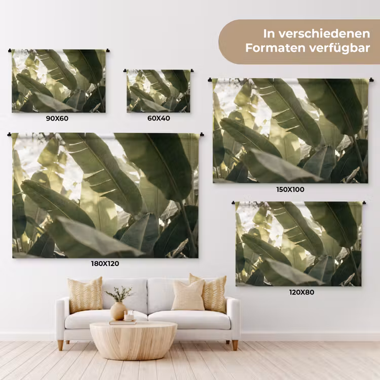 Natuur - Bladeren - Groen - Tropisch - Detail Wandkleed katoen klein -tsfeer8_DE