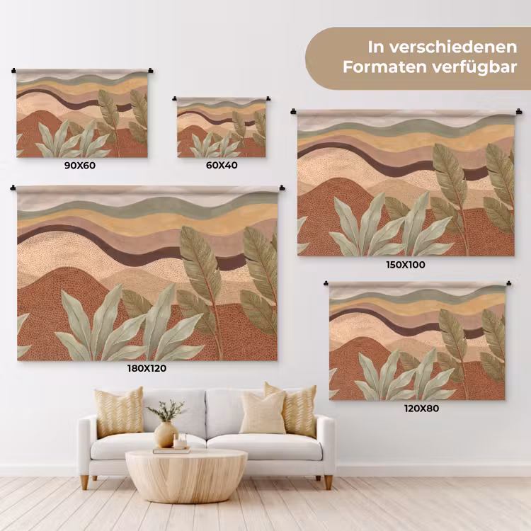 Natuur - Bladeren - Landschap - Abstract - Aardetinten Wandkleed katoen klein -tsfeer8_DE