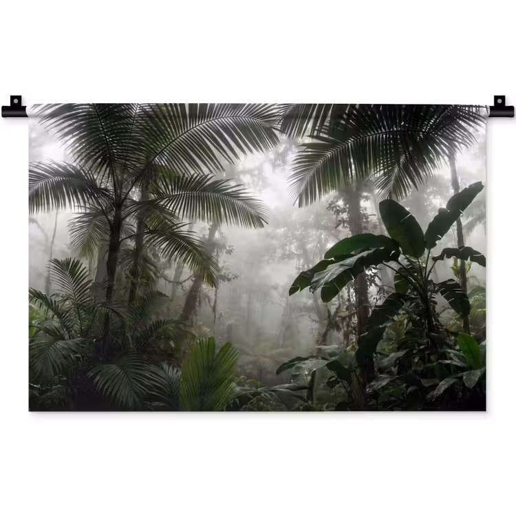 Natuur - Jungle - Mist - Groen - Bladeren Wandkleed katoen klein -zz3d