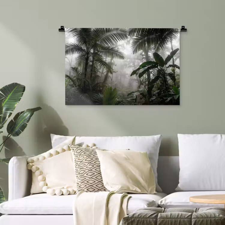 Natuur - Jungle - Mist - Groen - Bladeren Wandkleed katoen klein -sfeer7