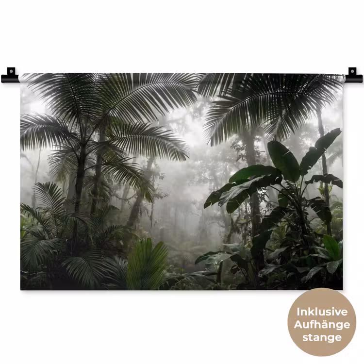Natuur - Jungle - Mist - Groen - Bladeren Wandkleed katoen klein -t3d_DE