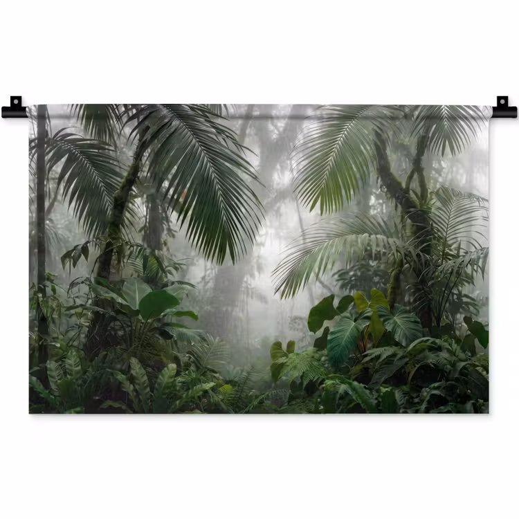 Natuur - Jungle - Mist - Tropisch - Groen Wandkleed katoen klein -zz3d