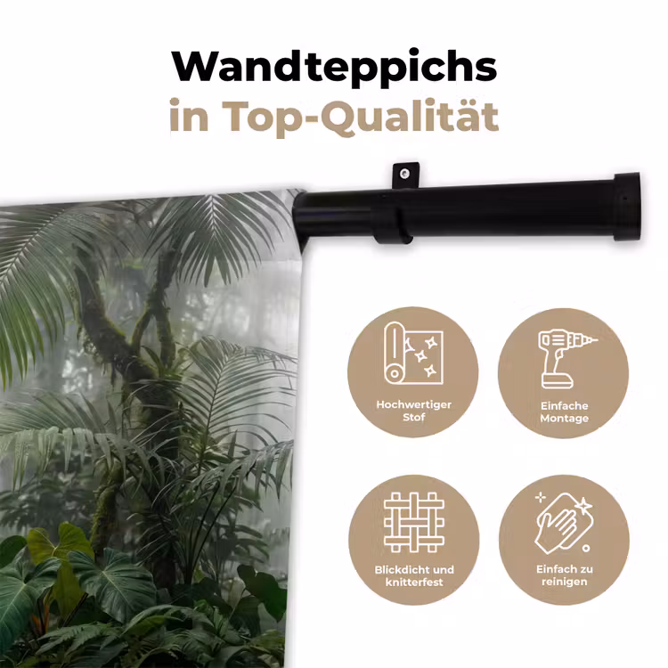 Natuur - Jungle - Mist - Tropisch - Groen Wandkleed katoen klein -tsfeer2_DE