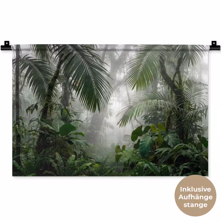 Natuur - Jungle - Mist - Tropisch - Groen Wandkleed katoen klein -t3d_DE