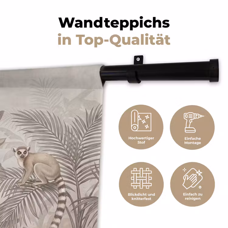 Natuur - Jungle - Ringstaartmaki - Bruin Wandkleed katoen klein -tsfeer2_DE