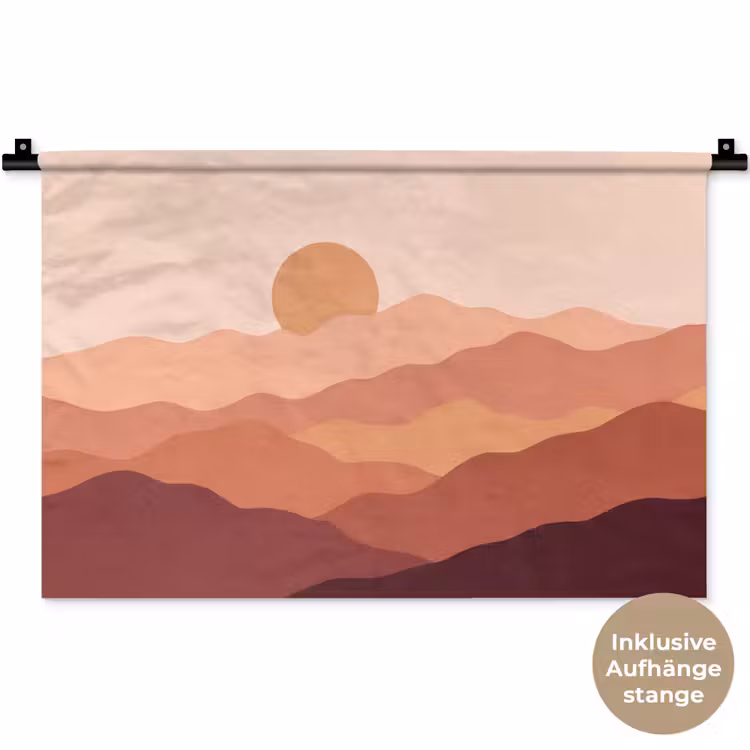 Natuur - Heuvels - Abstract - Modern - Oranje Wandkleed katoen klein -t3d_DE