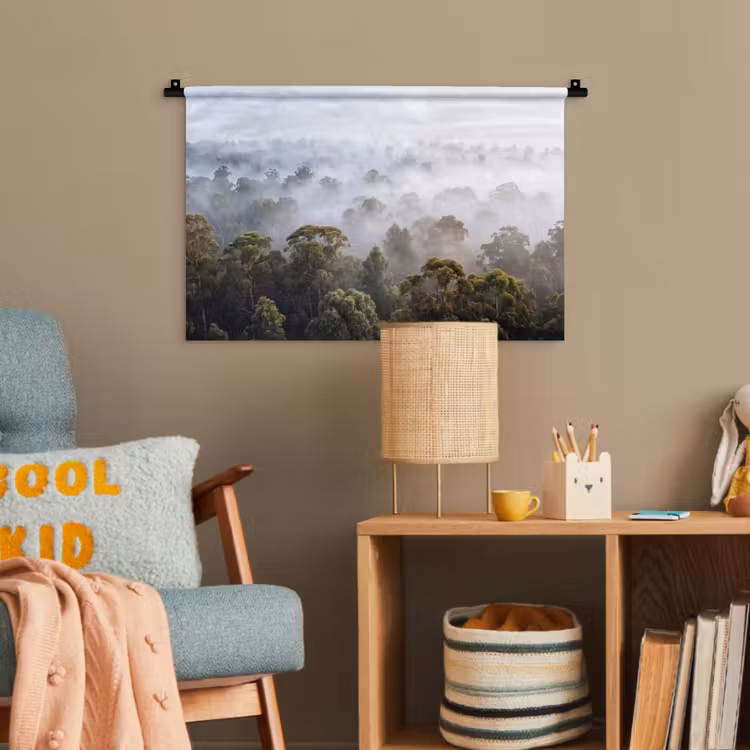 Natuur - Mist - Bos - Ochtend - Goud Wandkleed katoen klein -wsfeer4_kind