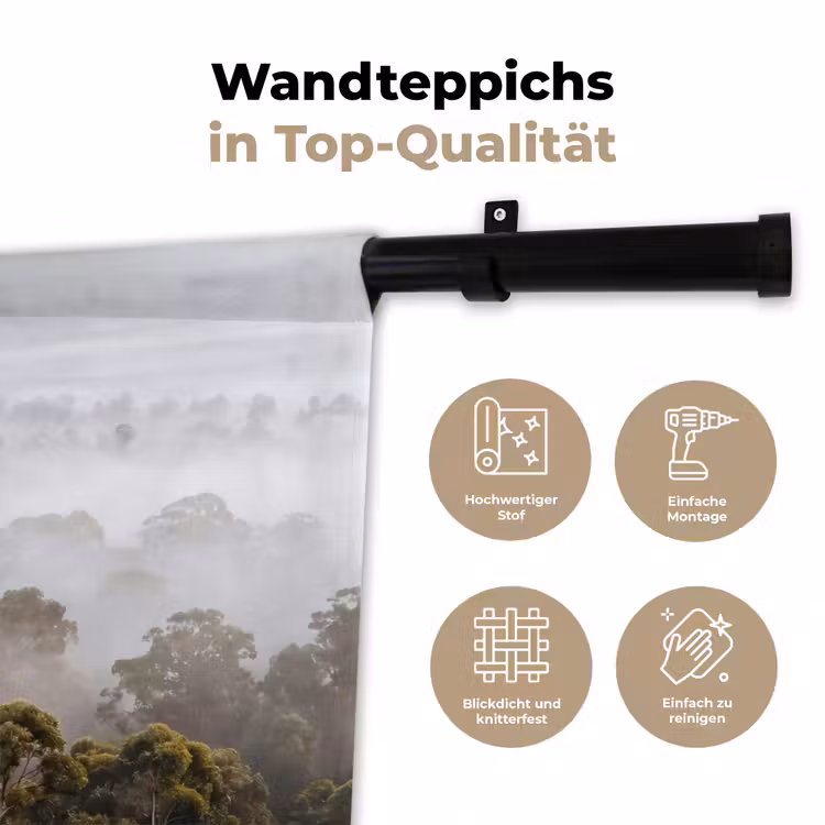Natuur - Mist - Bos - Ochtend - Goud Wandkleed katoen klein -tsfeer2_DE