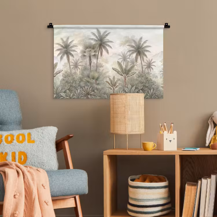 Natuur - Tropisch bos - Landschap - Aquarel - Groen Wandkleed katoen klein -wsfeer4_kind