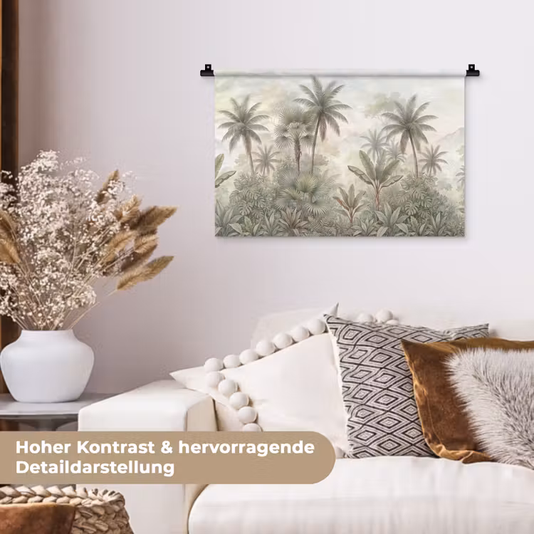 Natuur - Tropisch bos - Landschap - Aquarel - Groen Wandkleed katoen klein -tsfeer1_DE