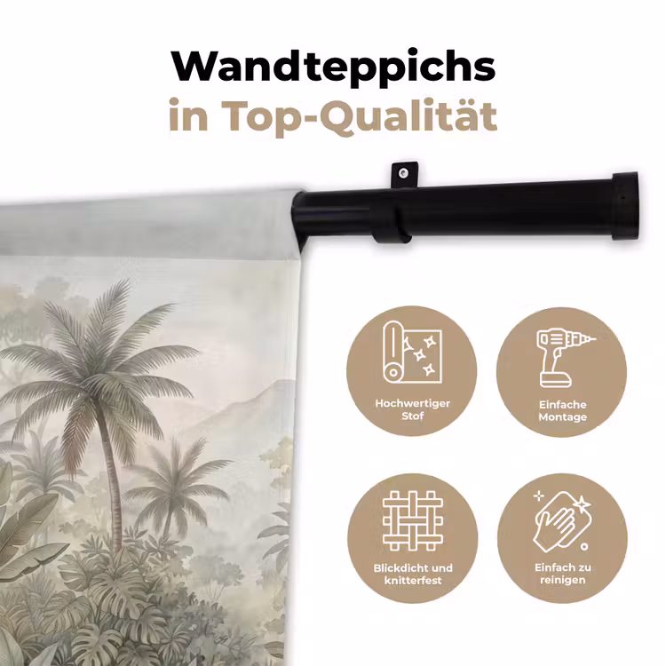 Natuur - Tropisch bos - Landschap - Aquarel - Groen Wandkleed katoen klein -tsfeer2_DE