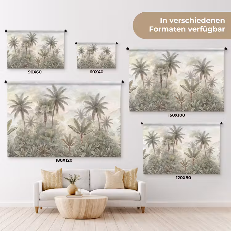 Natuur - Tropisch bos - Landschap - Aquarel - Groen Wandkleed katoen klein -tsfeer8_DE