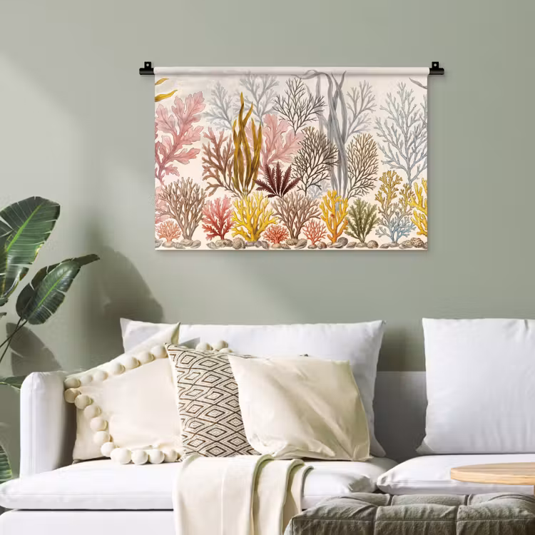 Natuur - Onderwater - Botanisch - Vintage - Kleurrijk Wandkleed katoen klein -sfeer7