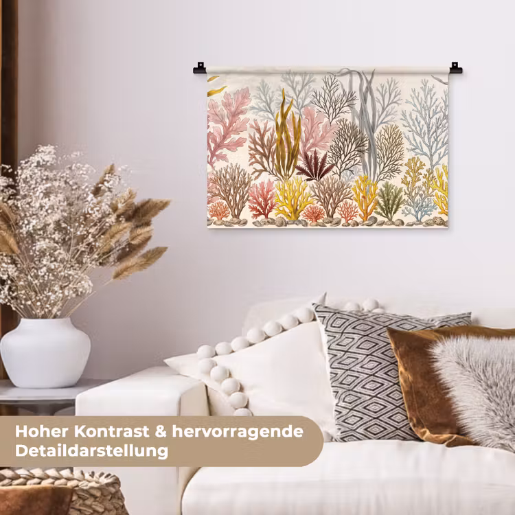 Natuur - Onderwater - Botanisch - Vintage - Kleurrijk Wandkleed katoen klein -tsfeer1_DE