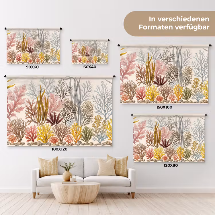 Natuur - Onderwater - Botanisch - Vintage - Kleurrijk Wandkleed katoen klein -tsfeer8_DE