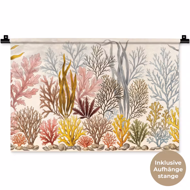 Natuur - Onderwater - Botanisch - Vintage - Kleurrijk Wandkleed katoen klein -t3d_DE