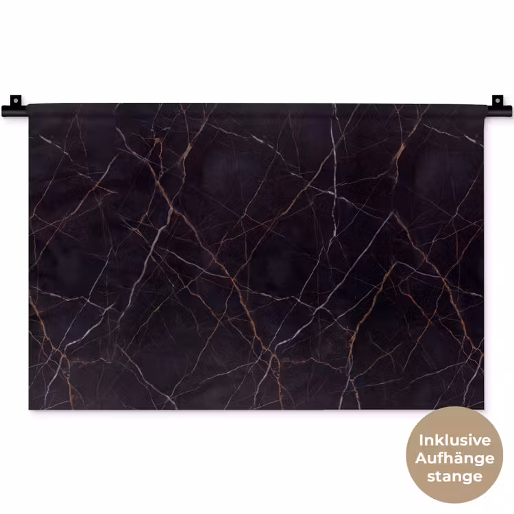 Natuursteen - Marmerpatroon - Abstract - Modern - Zwart - Goud Wandkleed katoen klein -t3d_DE