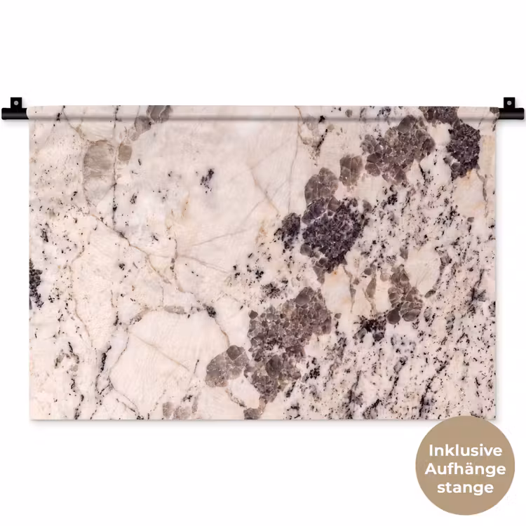 Natuursteen - Patroon - Abstract - Beige - Grijs Wandkleed katoen klein -t3d_DE