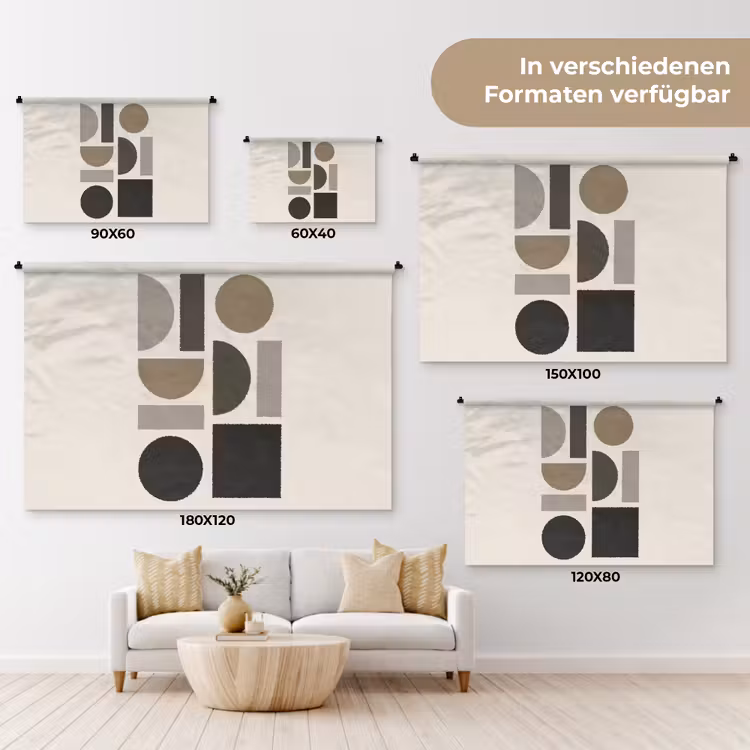 Natuurlijke tinten - Grafisch - Verticale compositie Wandkleed katoen klein -tsfeer8_DE