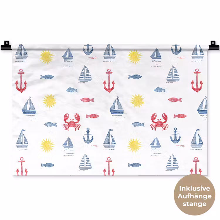 Nautisch - Illustraties - Kleurrijk Wandkleed katoen klein 269 -t3d_DE