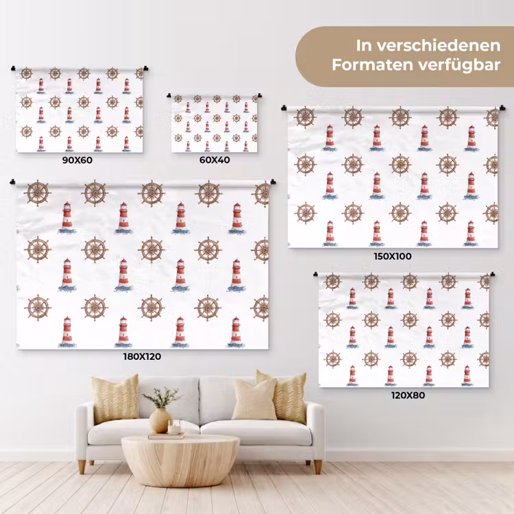 Nautisch - Klassiek - Rood Wandkleed katoen klein 269 -tsfeer8_DE