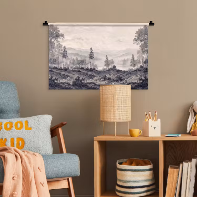 Mistig - Berglandschap - Illustratie Wandkleed katoen klein -wsfeer4_kind