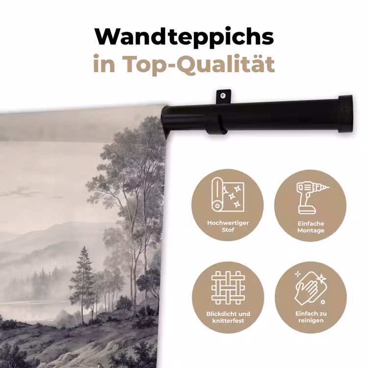 Mistig - Berglandschap - Illustratie Wandkleed katoen klein -tsfeer2_DE