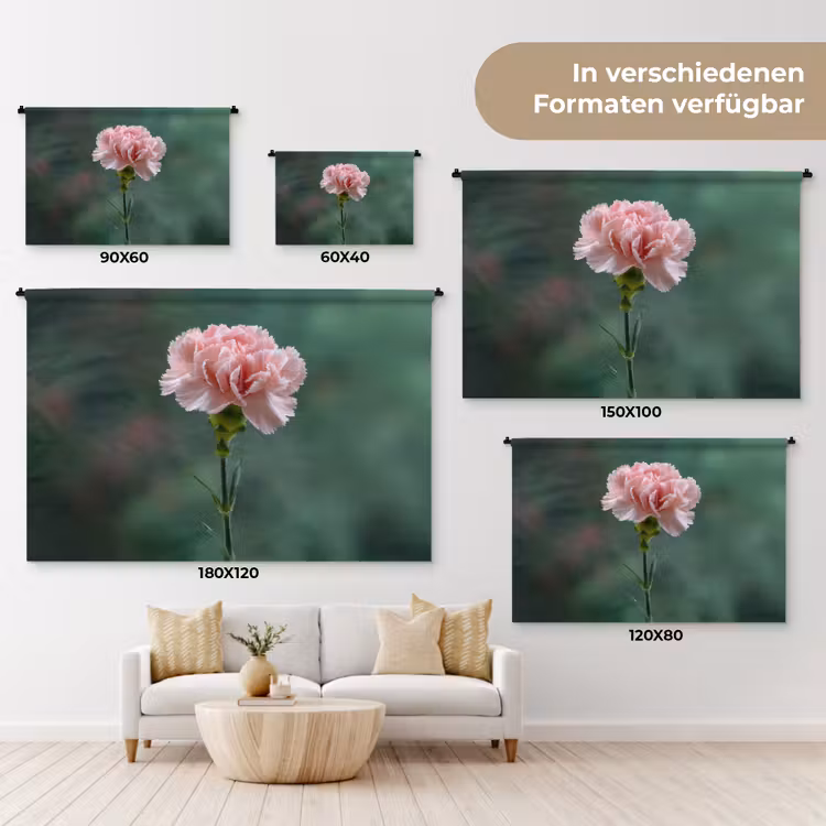 Anjer - Roze - Bloemblaadjes Wandkleed katoen klein -tsfeer8_DE