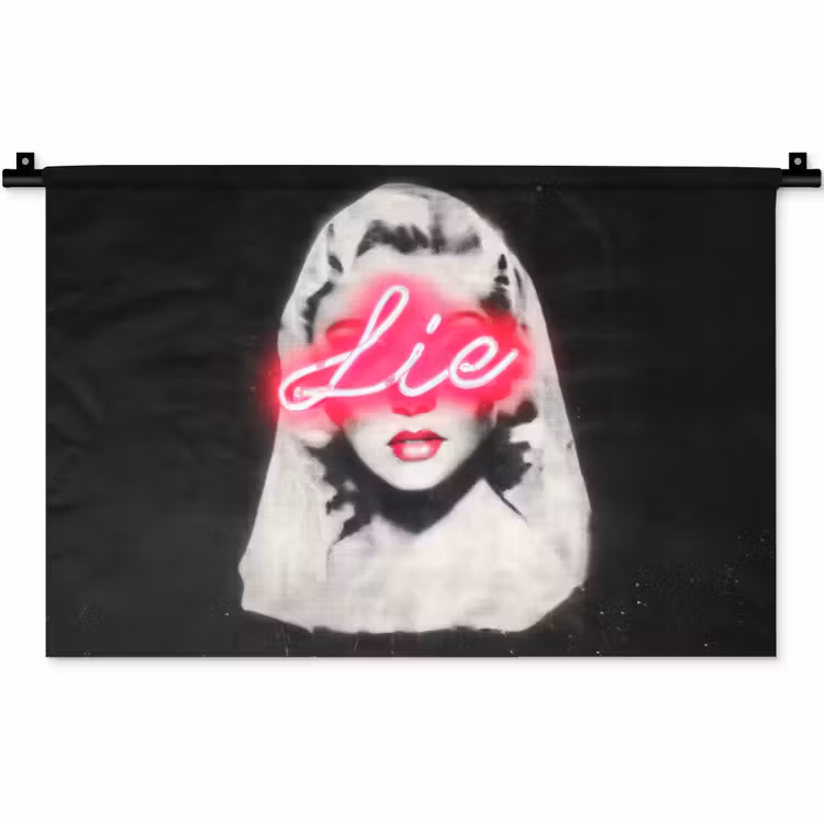 Neon - Letters - Vintage - Vrouw Wandkleed katoen klein -zz3d