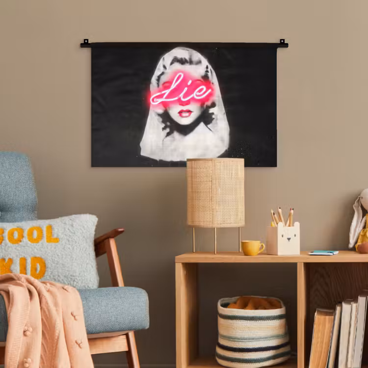 Neon - Letters - Vintage - Vrouw Wandkleed katoen klein -wsfeer4_kind