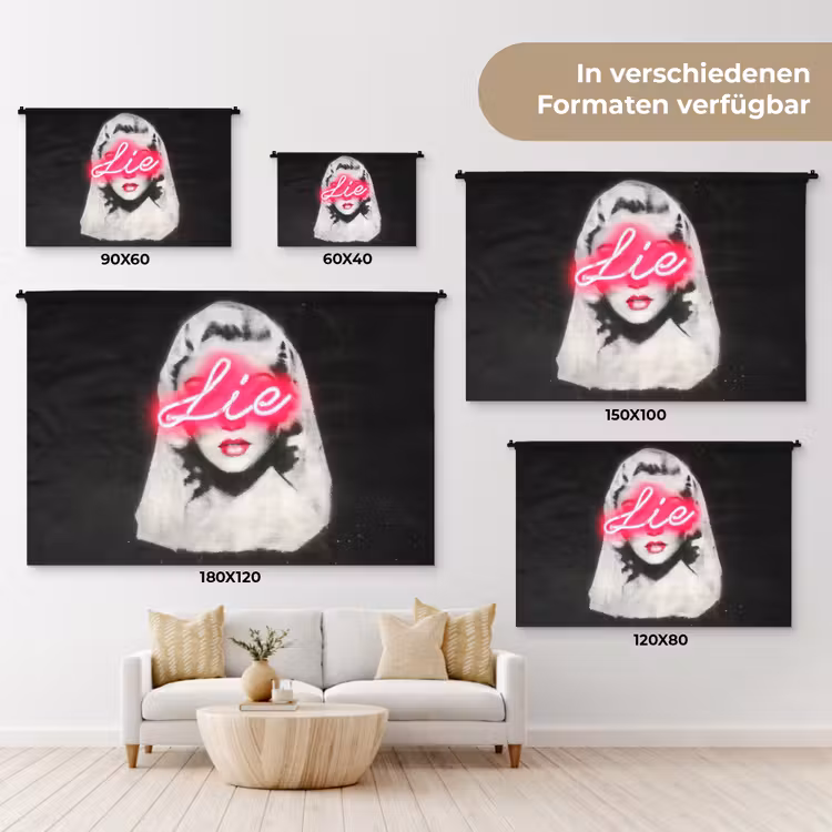 Neon - Letters - Vintage - Vrouw Wandkleed katoen klein -tsfeer8_DE
