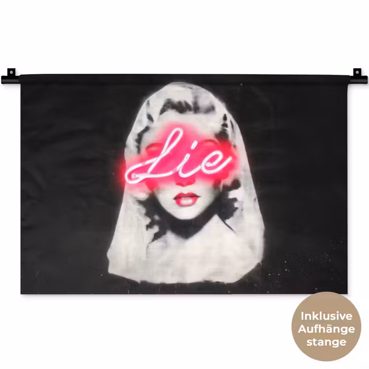 Neon - Letters - Vintage - Vrouw Wandkleed katoen klein -t3d_DE