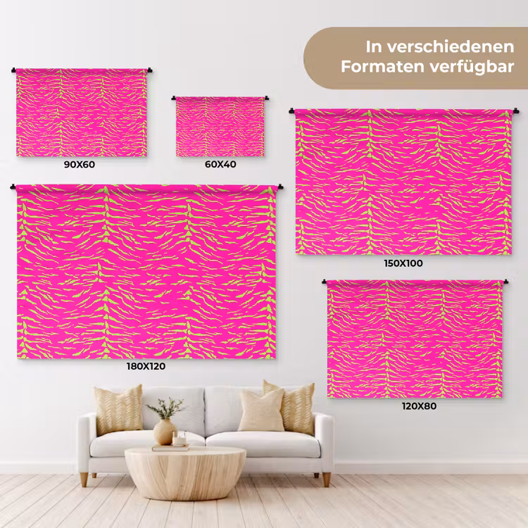 Neon - Groen - Roze - Tijger Wandkleed katoen klein 269 -tsfeer8_DE