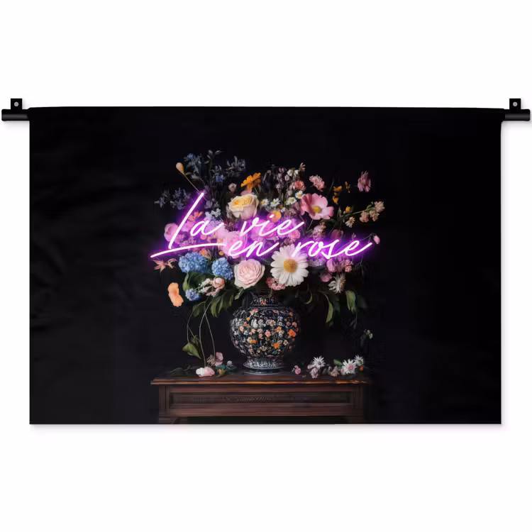 Neon - Vaas - Bloemen Wandkleed katoen klein -zz3d