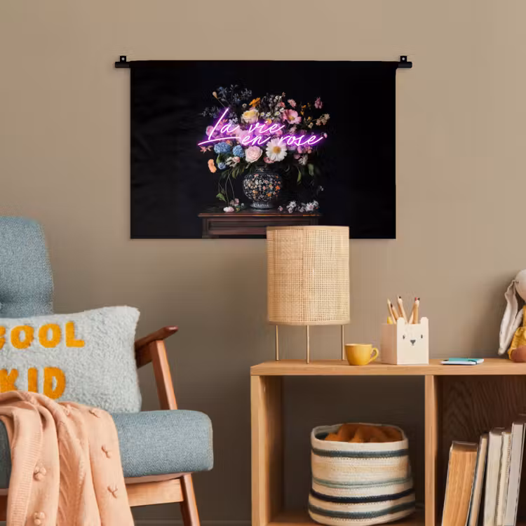 Neon - Vaas - Bloemen Wandkleed katoen klein -wsfeer4_kind