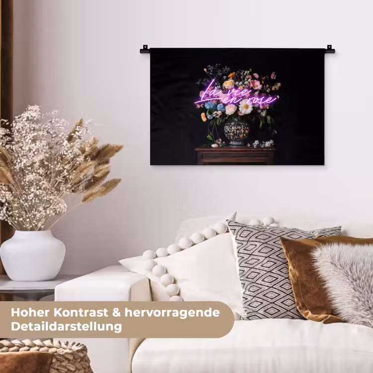 Neon - Vaas - Bloemen Wandkleed katoen klein -tsfeer1_DE