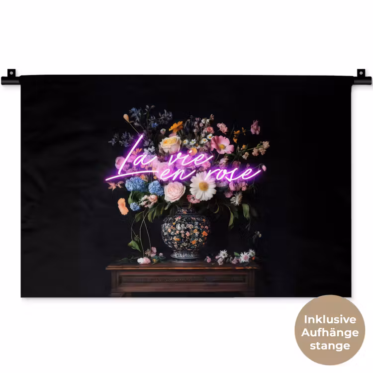 Neon - Vaas - Bloemen Wandkleed katoen klein -t3d_DE