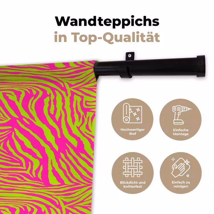 Neon - Zebra - Roze - Groen Wandkleed katoen klein 269 -tsfeer2_DE