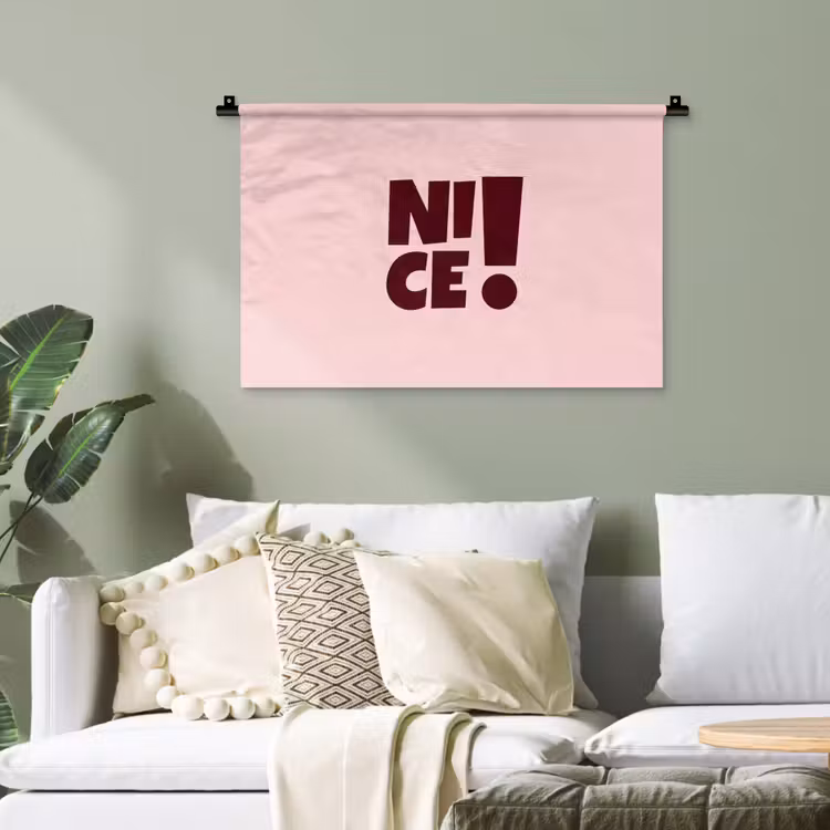 Nice - Uitroepteken - Roze Wandkleed katoen klein -sfeer7