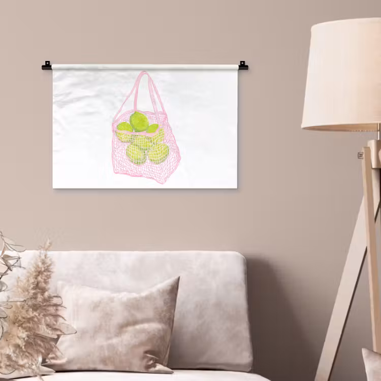 Netzakje - Roze - Illustratie - Limoenen Wandkleed katoen klein -sfeer4