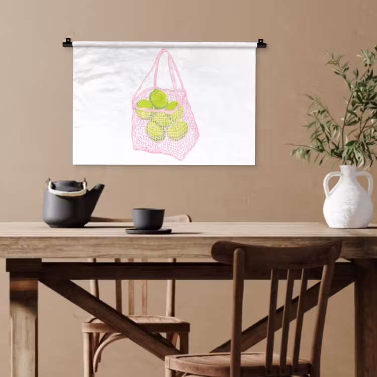 Netzakje - Roze - Illustratie - Limoenen Wandkleed katoen klein -sfeer6