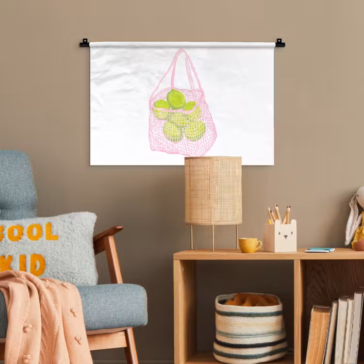 Netzakje - Roze - Illustratie - Limoenen Wandkleed katoen klein -wsfeer4_kind
