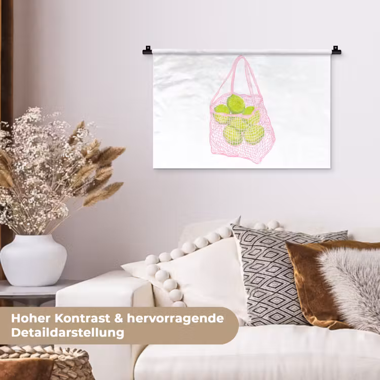 Netzakje - Roze - Illustratie - Limoenen Wandkleed katoen klein -tsfeer1_DE